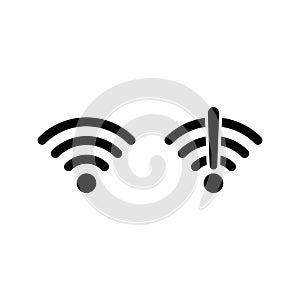 Wi-fi icon set. Wireless technology collection. Black wifi pictogram group.